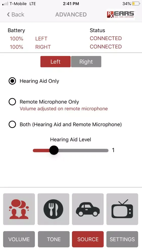 RxEars Remote Control 스크린샷