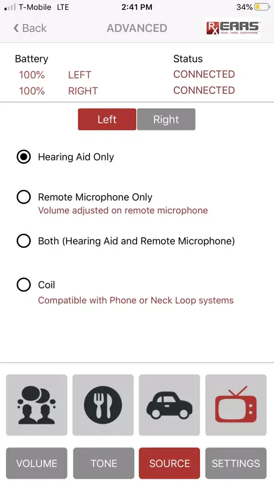 RxEars Remote Control 스크린샷