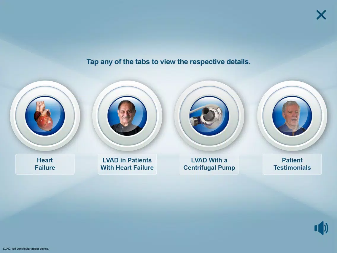 Ảnh chụp màn hình của HeartMate 3™ LVAD AR app iPad 
