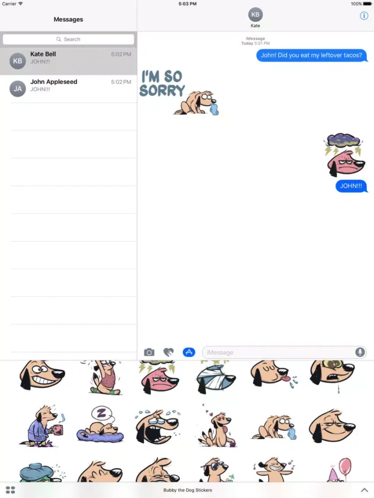 Bubby the Dog Stickers iPad 應用截圖