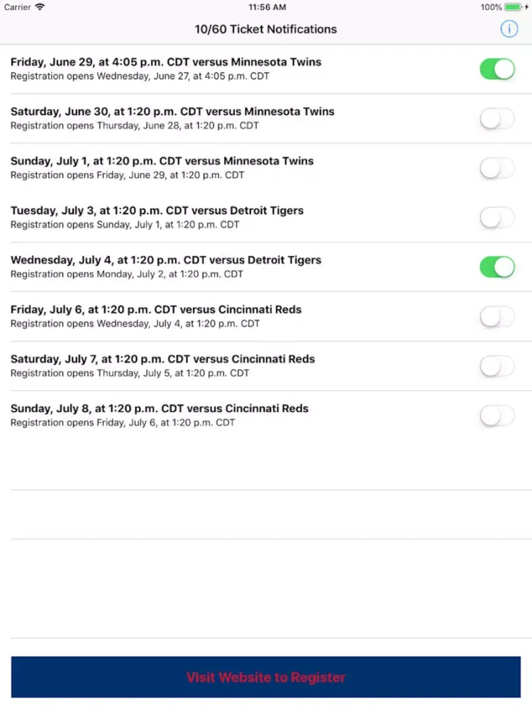 10/60 Cubs Ticket Reminders iPad 應用截圖