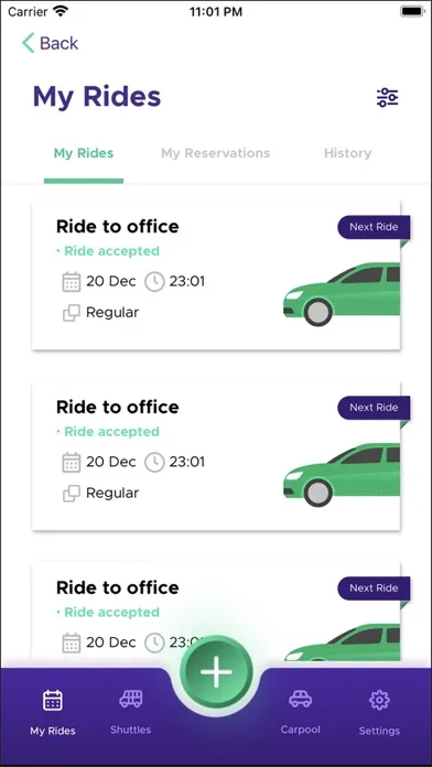 Zrzuty ekranu RYDE Passenger