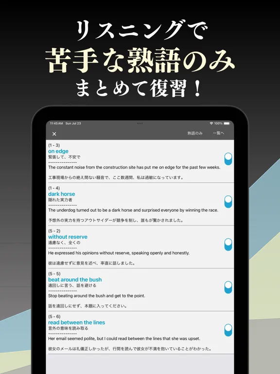 Ảnh chụp màn hình của 上級 英熟語 ブラクストン iPad 