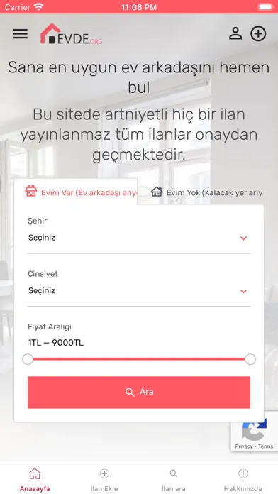 Ev Arkadaşı Bul - Evde.org স্ক্রিনশট