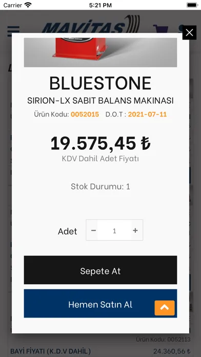 Tangkapan skrin Mavitaş Lastik