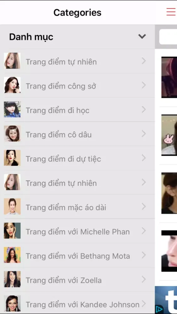 Ảnh chụp màn hình của Videos dậy trang điểm hay nên biết