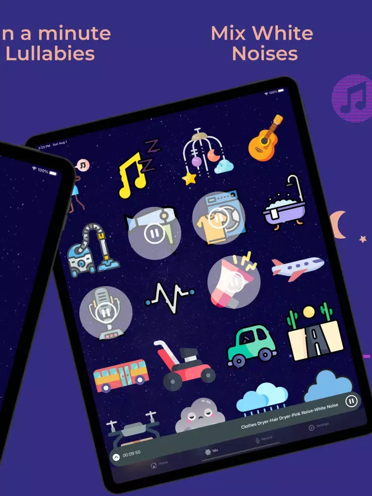 Baby Sleep Sounds White Noise iPad  Screenshots