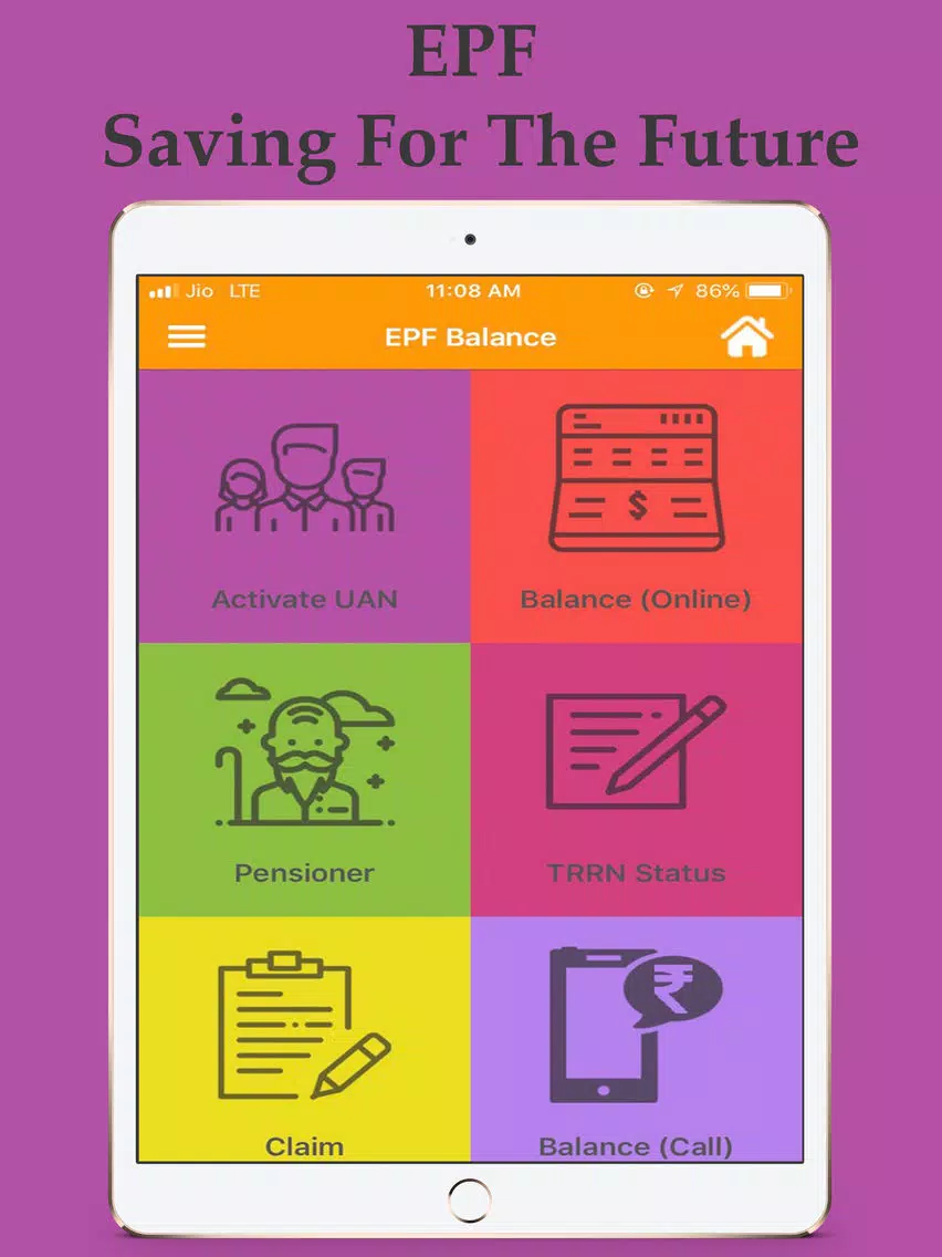 Zrzuty ekranu EPF Balance Check iPad 
