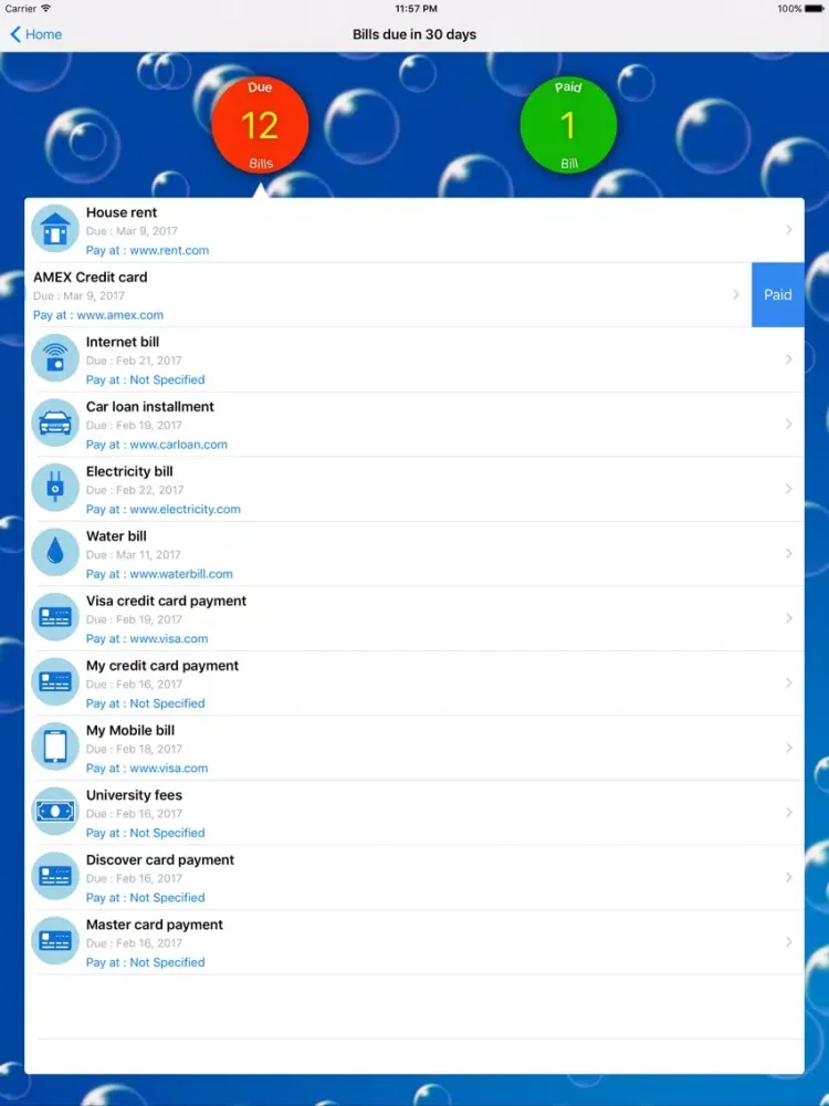 Bill Pay Reminder & Organizer iPad  স্ক্রিনশট