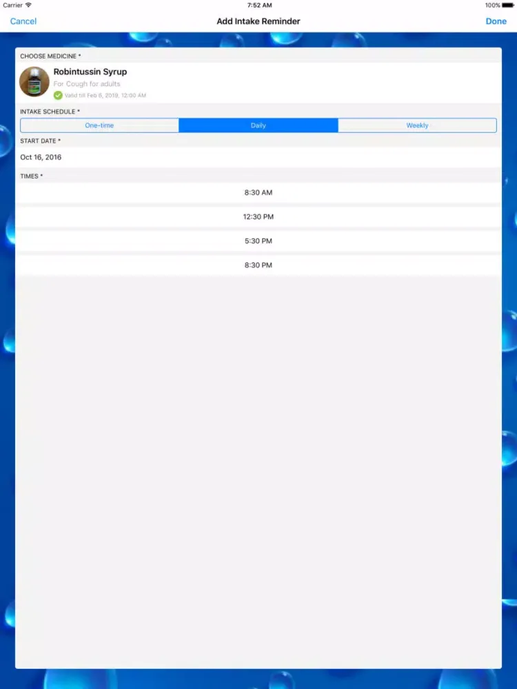 صور Medication list & Reminders iPad 