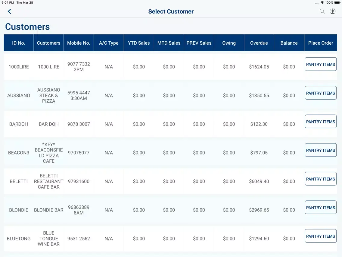 Capturas de pantalla de Complete Food Services iPad 