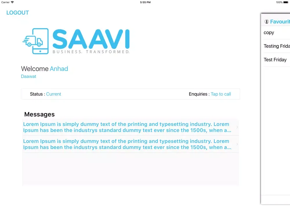 Tangkapan layar Saavi 5.2 iPad 