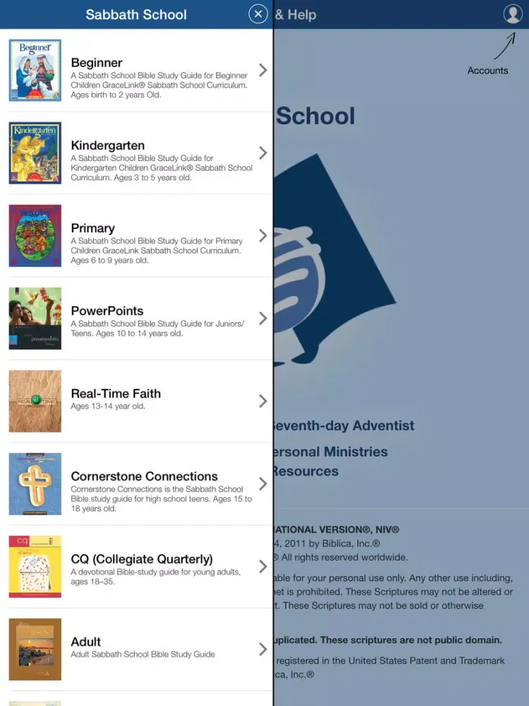 Sabbath School 4 iPad  Screenshots