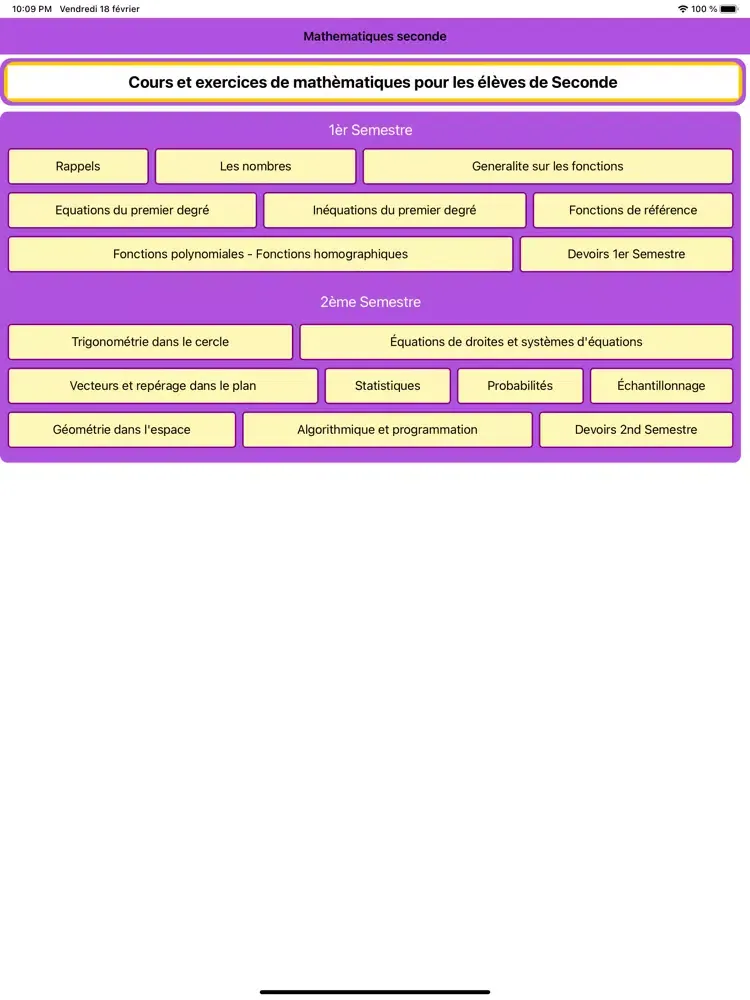 Mathématiques seconde iPad  Screenshots