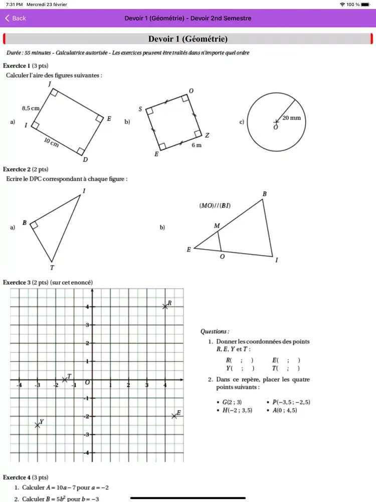 Mathématiques 4ème iPad  स्क्रीनशॉट