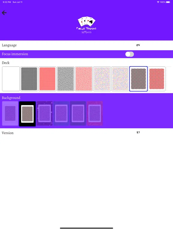 Zrzuty ekranu Focus Training w Playing Cards iPad 