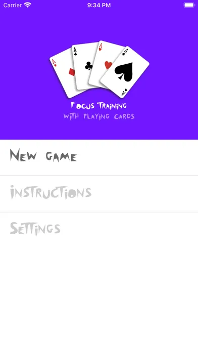 Zrzuty ekranu Focus Training w Playing Cards