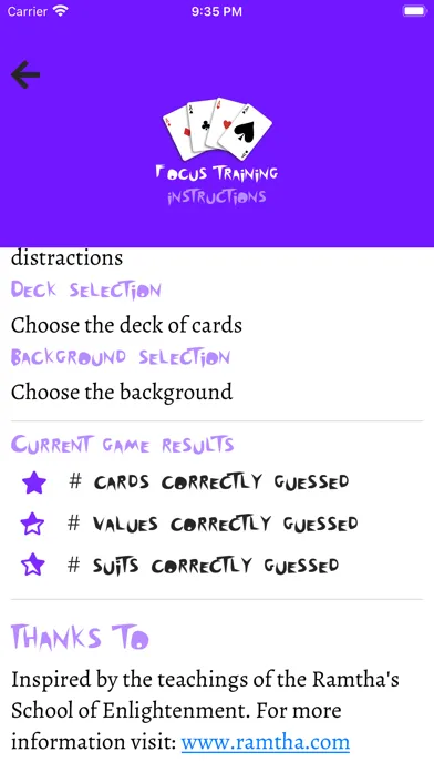 Zrzuty ekranu Focus Training w Playing Cards