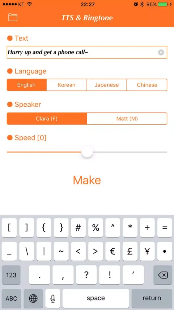 Ảnh chụp màn hình của TTS & Ringtone - Text converts MP3 and M4R