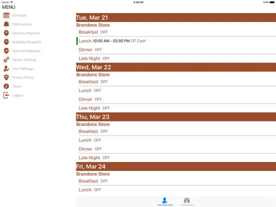 Capturas de pantalla de SmartLynX ScheduleIn iPad 