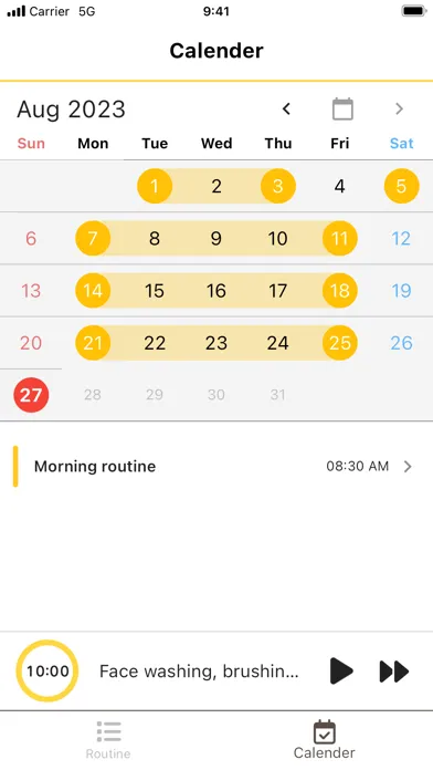 Tangkapan skrin Habit Routine