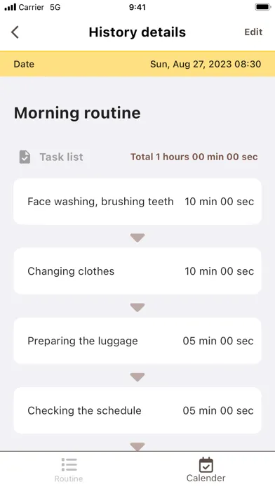 Tangkapan skrin Habit Routine