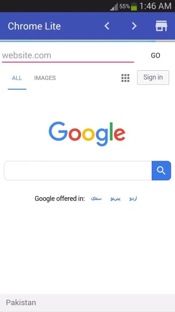 Скриншоты Chrome Lite
