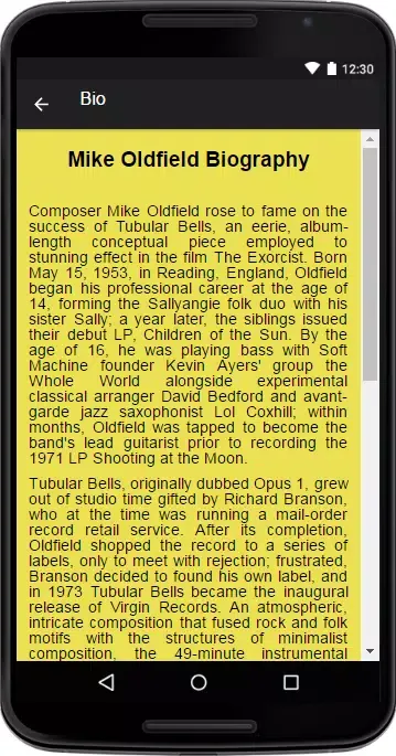 Mike Oldfield Music&Lyrics 스크린샷