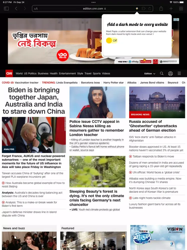 Capturas de pantalla de Dark Mode for browser iPad 