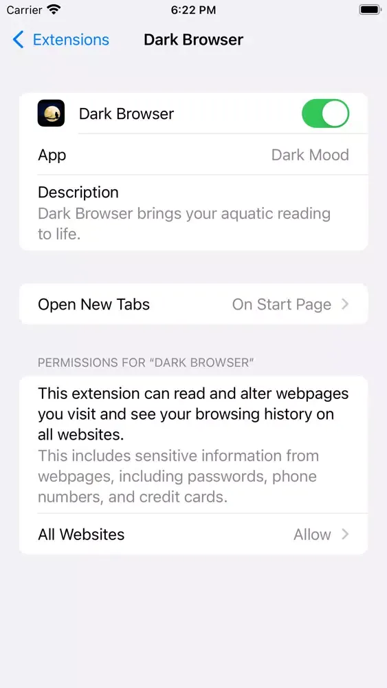 Capturas de pantalla de Dark Mode for browser