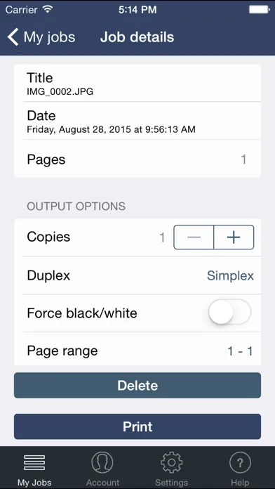 Mobile Print for AirWatch Screenshots