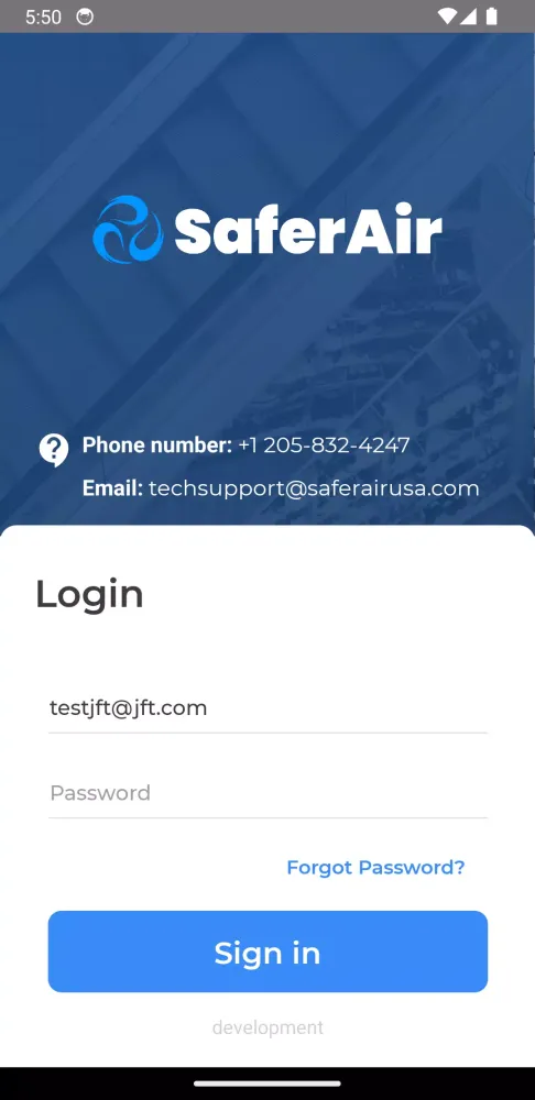 Safer Air Tech App Screenshots