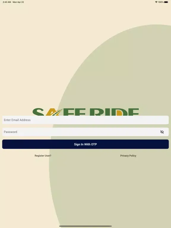 ภาพหน้าจอของ SafeRide Mobile App iPad 