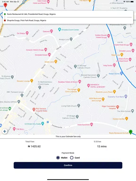 ภาพหน้าจอของ SafeRide Mobile App iPad 