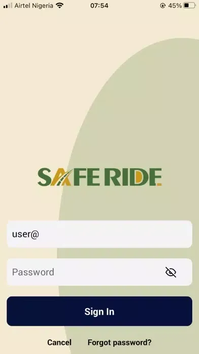 ภาพหน้าจอของ SafeRide Mobile App