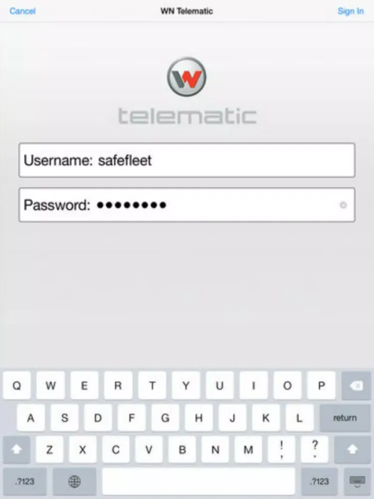WN Telematic iPad  스크린샷