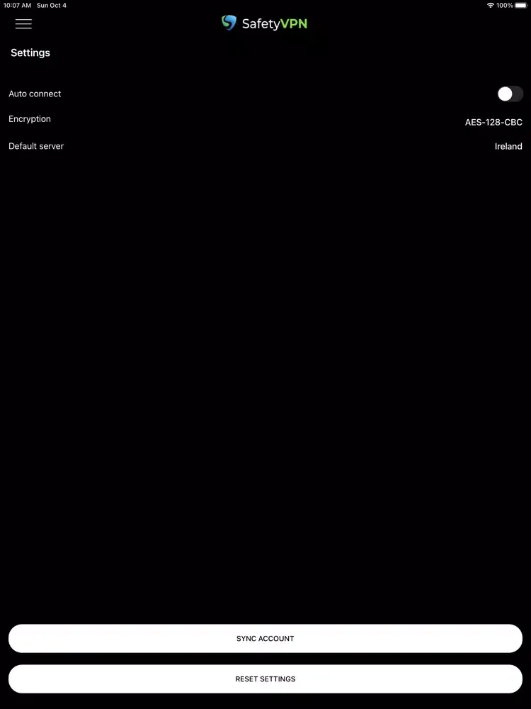 Capturas de pantalla de SafetyVPN iPad 