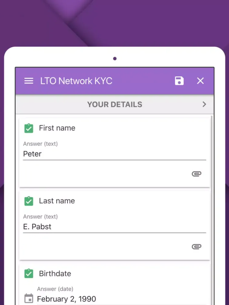 Capturas de pantalla de LTO Network KYC iPad 