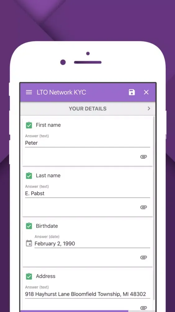 Capturas de pantalla de LTO Network KYC