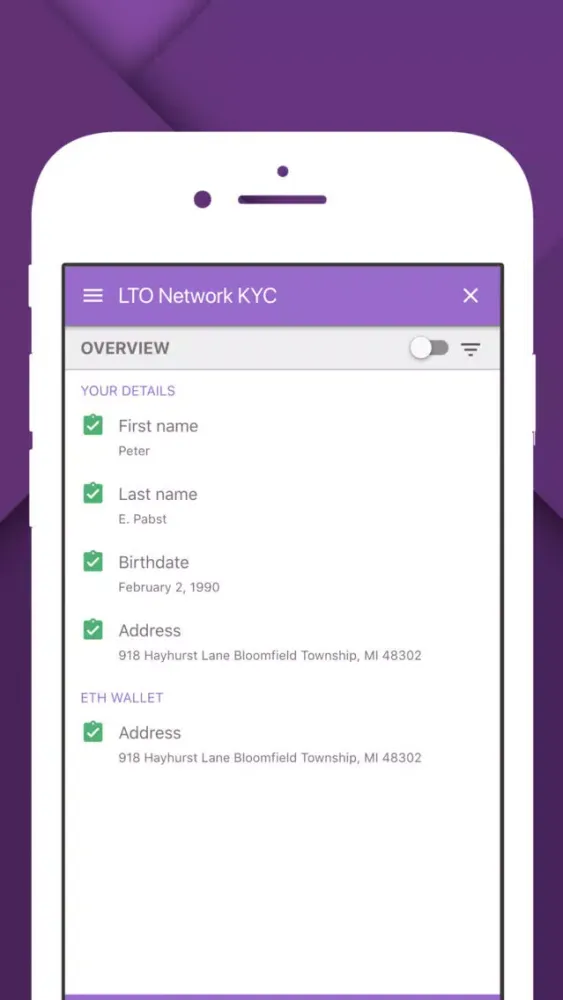 Capturas de pantalla de LTO Network KYC