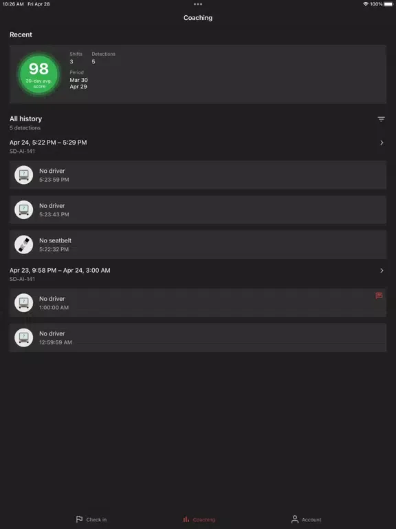 SN5 Drivers iPad  Screenshots