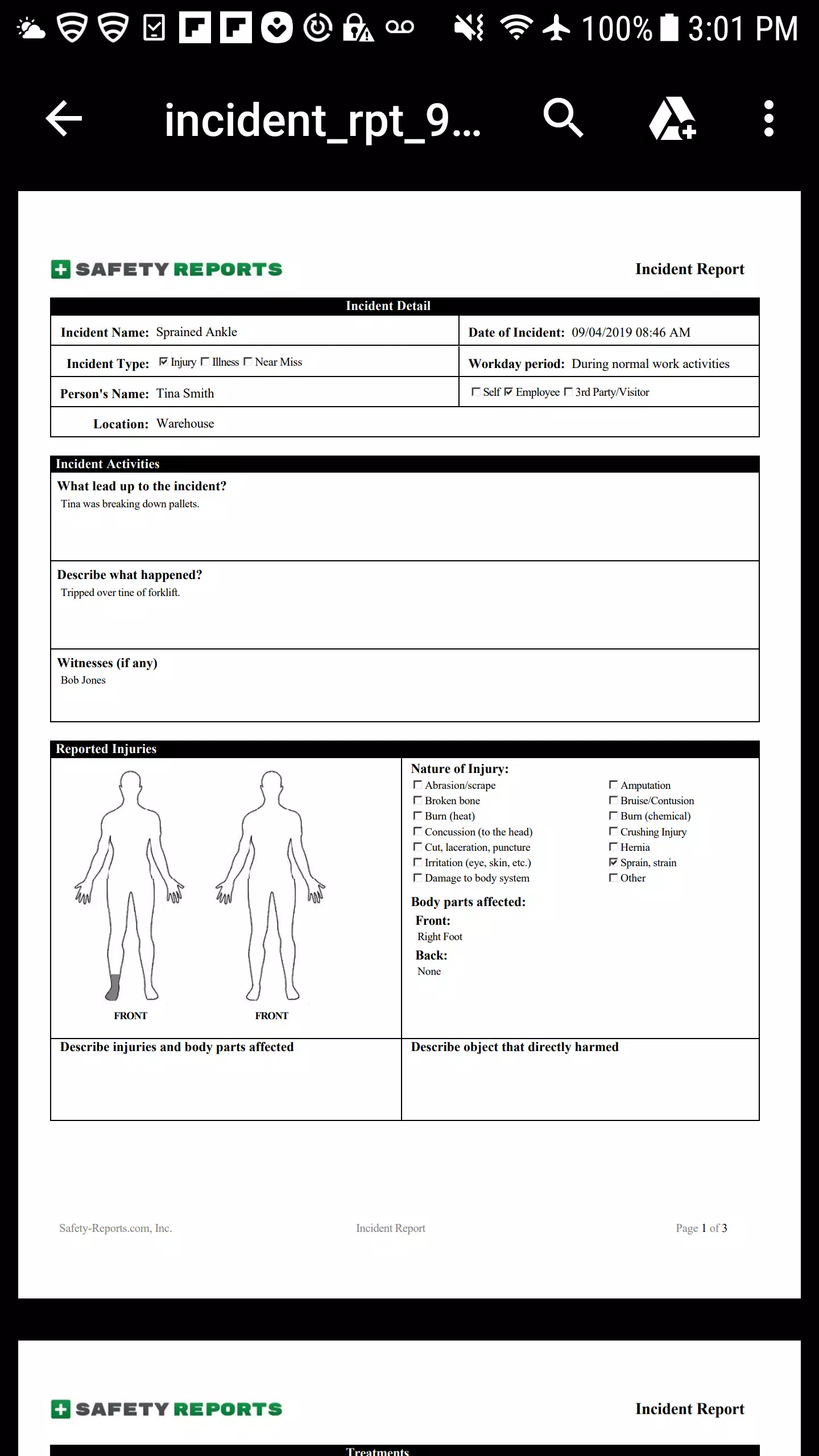 Safety Incident Reports | SR Screenshots