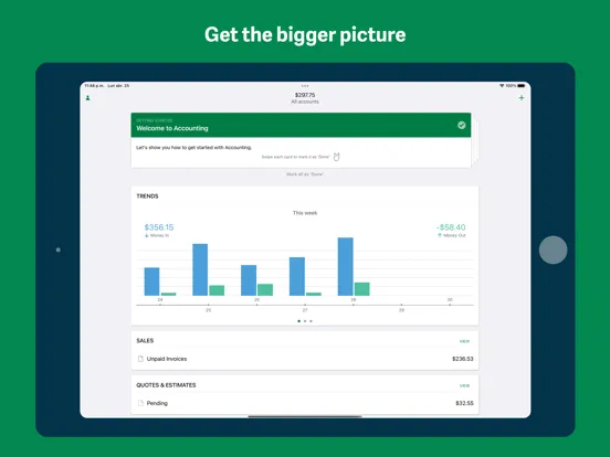 Captures d'écran de Sage Accounting iPad 