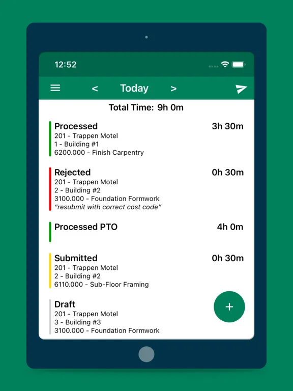 Sage 100 Contractor Time iPad  Screenshots