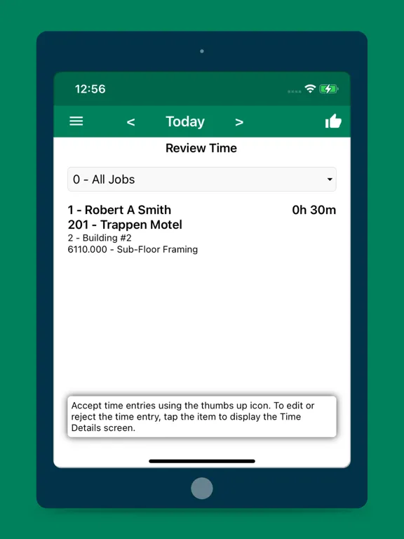 Sage 100 Contractor Time iPad  Screenshots