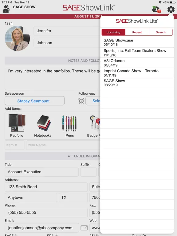 SAGE ShowLink iPad 应用截图