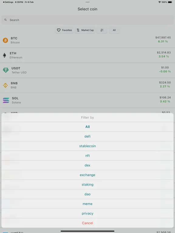 CryptoView: Coin BTC ETH price iPad 应用截图