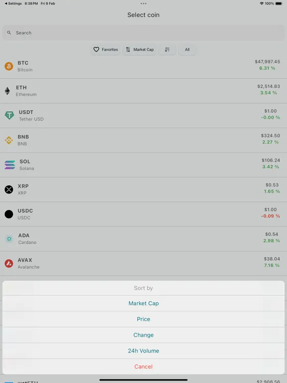 CryptoView: Coin BTC ETH price iPad 应用截图