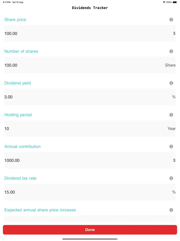 Dividend Estimate Calculator iPad 应用截图