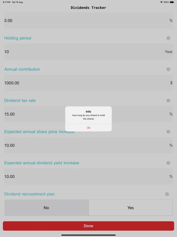 Dividend Estimate Calculator iPad 应用截图